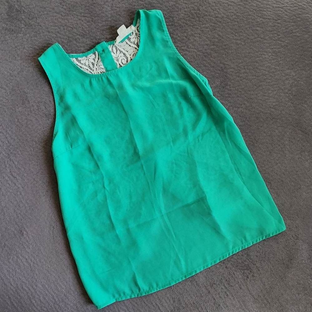 Double Zero Small Teal Sheer Lace Top